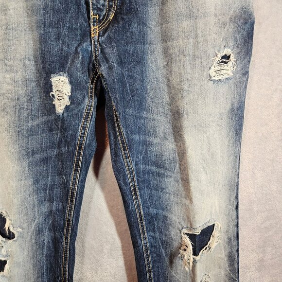 Antony Morato Mens 38x34 Distressed Slim Fit Jeans Italian Blue Denim Casual - Picture 10 of 16